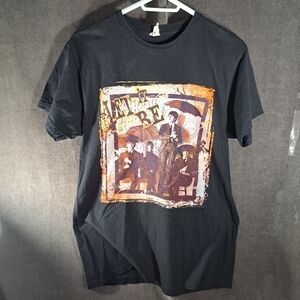 The Beatles Let It Be Vintage Style Postcard Pic Black Graphic Tee VG- L